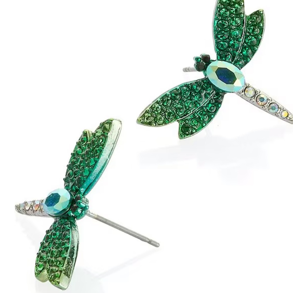 NIB Betsey Johnson Garden Glam Dragonfly Stud earrings - Picture 4 of 6